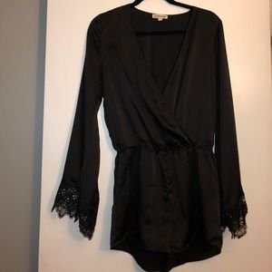 Black Satin Romper